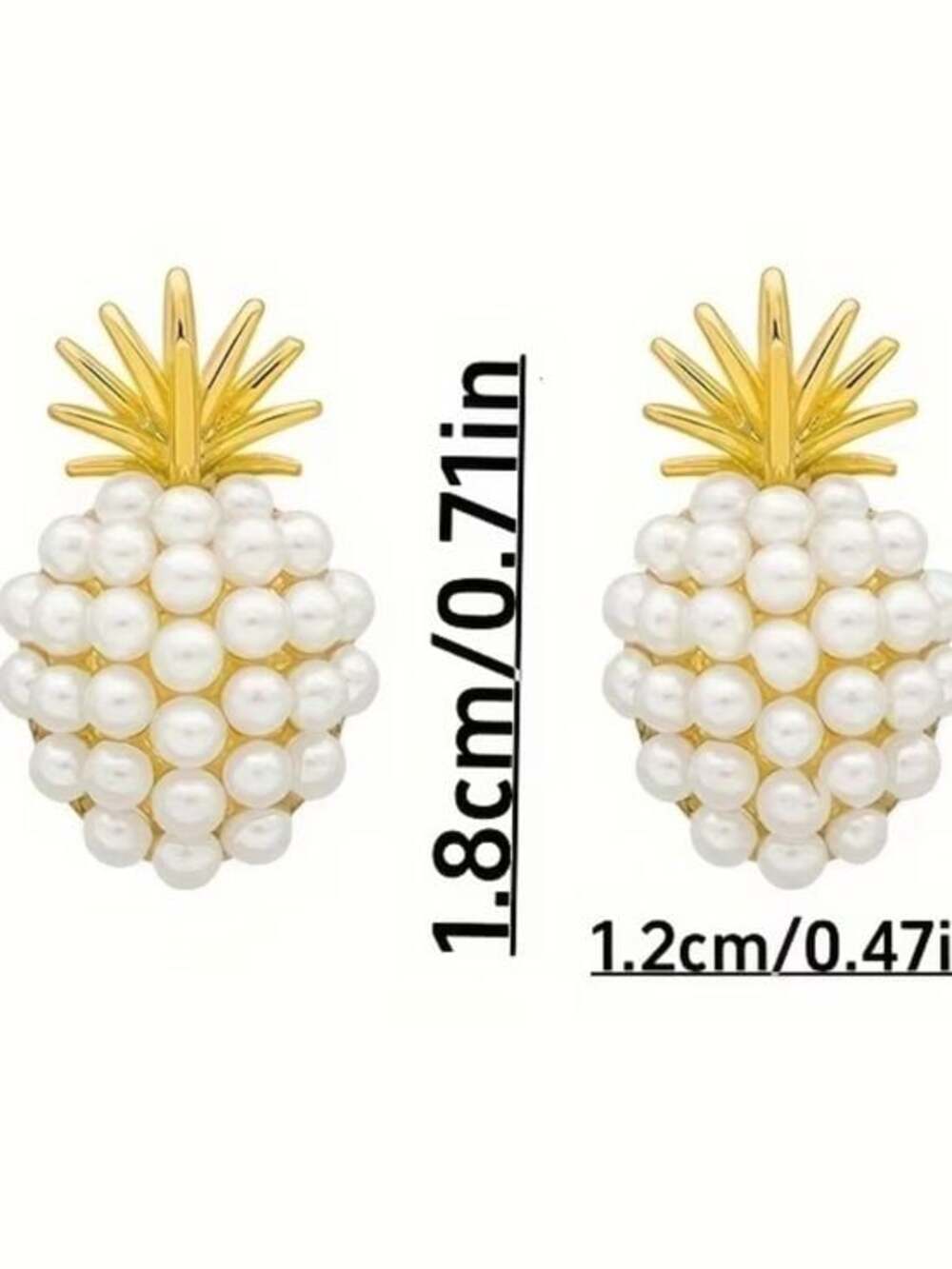 Gold & Pearl Pineapple Stud Earrings - Women Jewelry - Picture 4 of 4